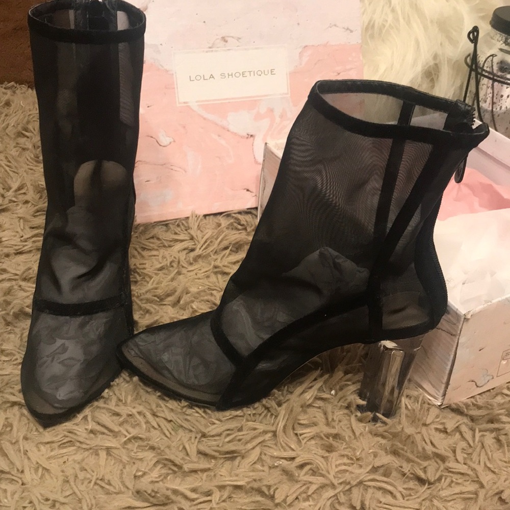 Black mesh booties